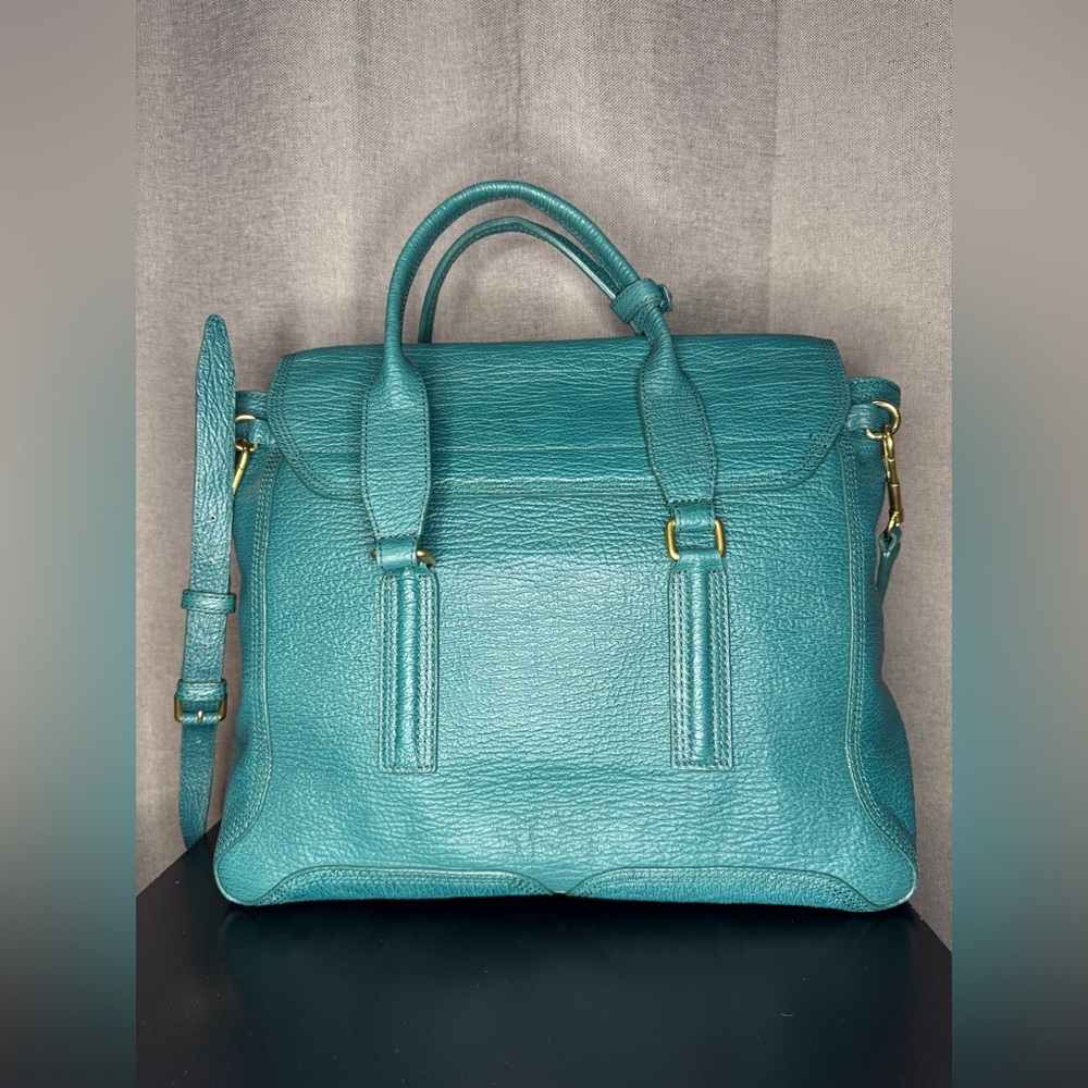 3.1 Philip Lim Pashli Top Handle Leather Satchel Bag in Dark Teal - Picture 4 of 16